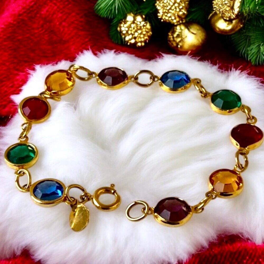 Vintage Genuine Austrian Crystal Bracelet Multi-Colored Made in USA
